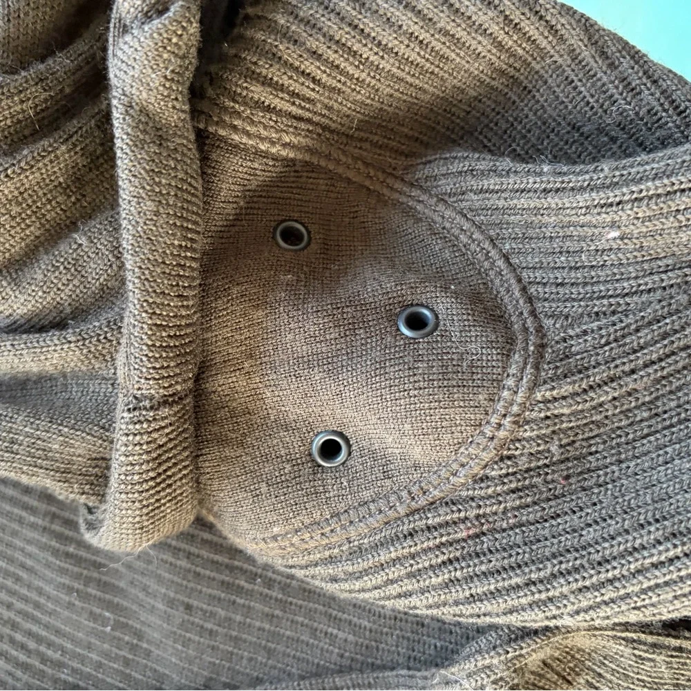 EUC Vintage Burberry Brown Merino Wool Sexy V-Neck Peplum Cardigan Sweater